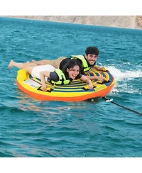 Mecale 1 or 2 Person Inflatable Towable Tube for Boating with Quick Connector