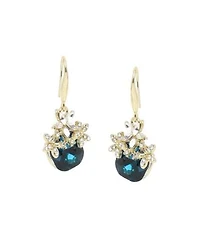 Sohi Womens Green Embellished Flower Drop Earrings