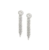 Sohi Women's Silver Circular Bling Drop Earrings