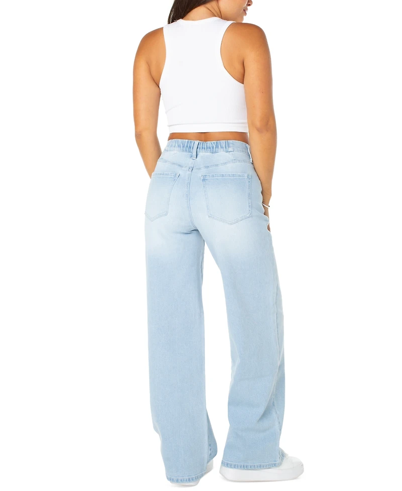 Celebrity Pink Juniors' Elastic-Back Wide-Leg Jeans