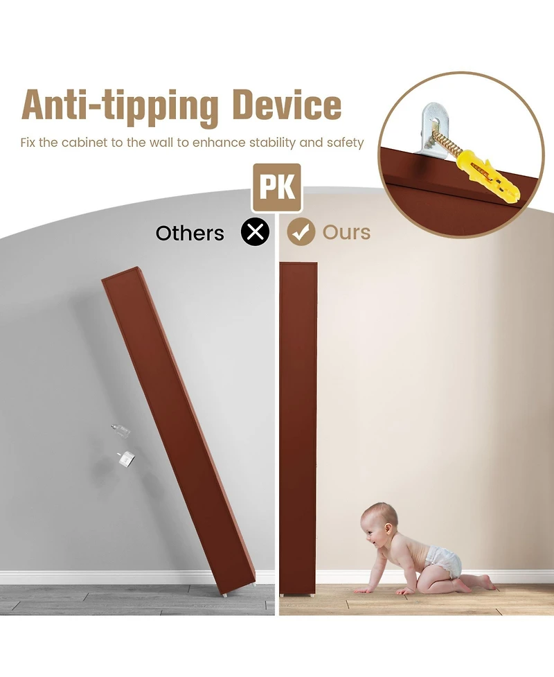 Volenca Freestanding Slim Bathroom Cabinet with Drawer and Adjustable Shelves