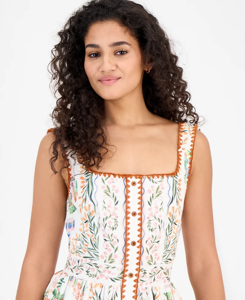 En Saison Women's Alaia Scarf-Print Sleeveless Mini Dress