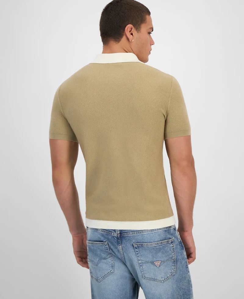 Guess Men's Humphrey Colorblocked Stripe Sweater Polo