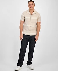 Guess Men's Arrow Jacquard Short Sleeve Button-Up Shirt