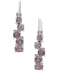 Anne Klein Silver-Tone Purple Stone Cluster Drop Earrings