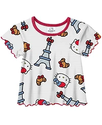 Hello Kitty Toddler and Little Girls 2-Piece T-Shirt Denim Overall Set