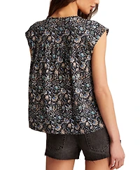 Lucky Brand Women's Floral Smocked Tassel-Tie Top
