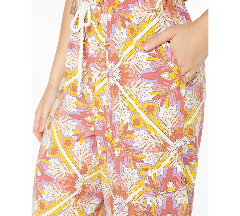 Roxy Juniors' Precious Cargo Printed Wide-Leg Pants