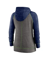 Nike Women's Heather Charcoal Seattle Seahawks Plus Size Gym Vintage Raglan Full-Zip Hoodie