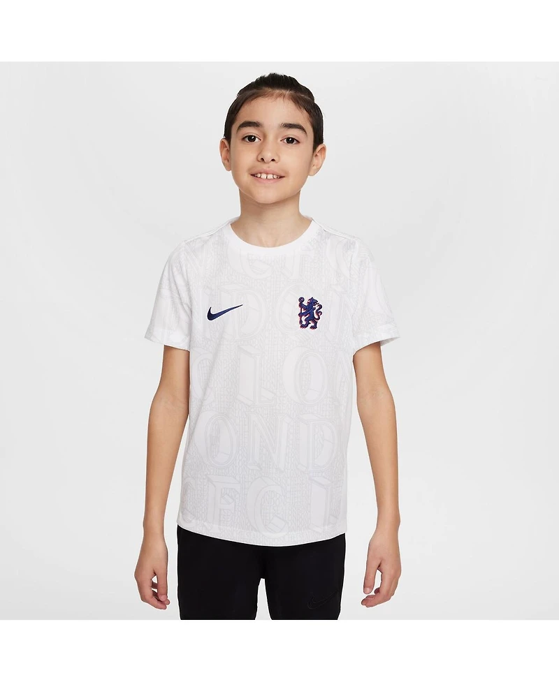 Nike Big Boys and Girls White Chelsea 2025/26 Academy Pro Pre-Match Jersey