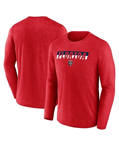 Fanatics Men's Heather Red Florida Panthers Transition Long Sleeve T-Shirt