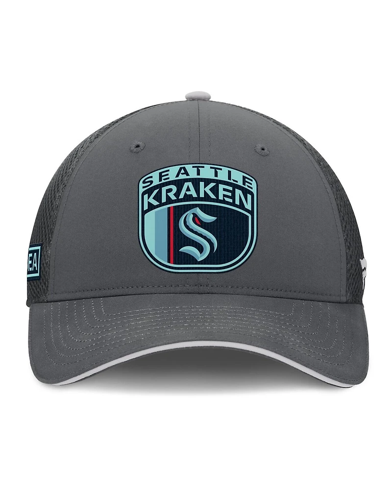 Fanatics Men's Gray Seattle Kraken Authentic Pro Home Ice Trucker Adjustable Hat