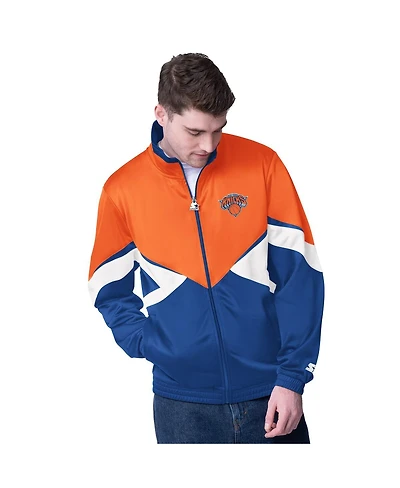 Starter Men's Orange/Blue New York Knicks Rush Applique Full-Zip Track Jacket