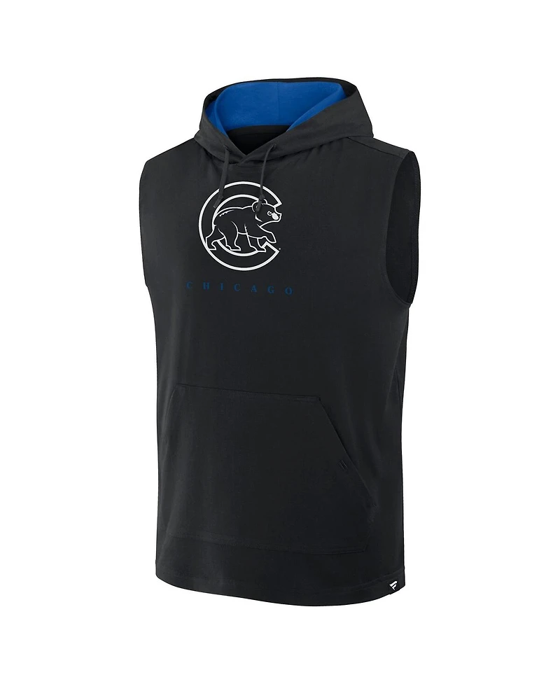 Fanatics Men's Black Chicago Cubs Fire Speed Sleeveless Pullover Hoodie