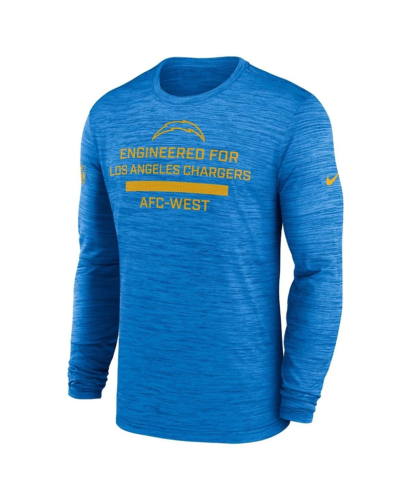 Nike Men's Powder Blue Los Angeles Chargers Sideline Velocity Performance Long Sleeve T-Shirt