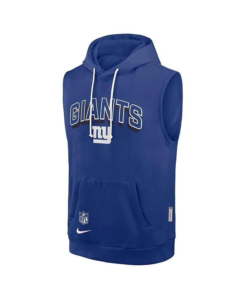 Nike Men's Royal New York Giants Sideline Performance Sleeveless Pullover Hoodie