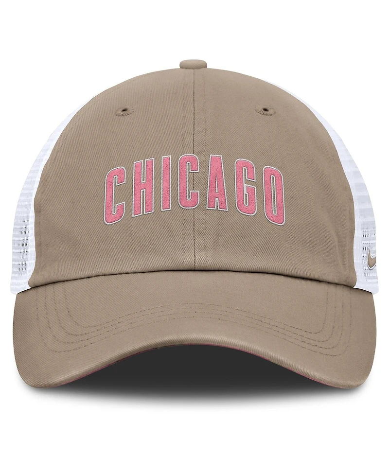 Nike Men's and Women's Khaki/White Chicago Cubs Club Trucker Adjustable Hat