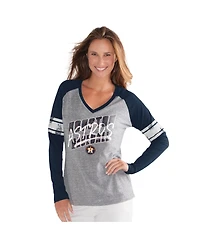 G-iii 4Her by Carl Banks Women's Navy Houston Astros The Franchise Tri-Blend Raglan V-Neck Long Sleeve T-Shirt