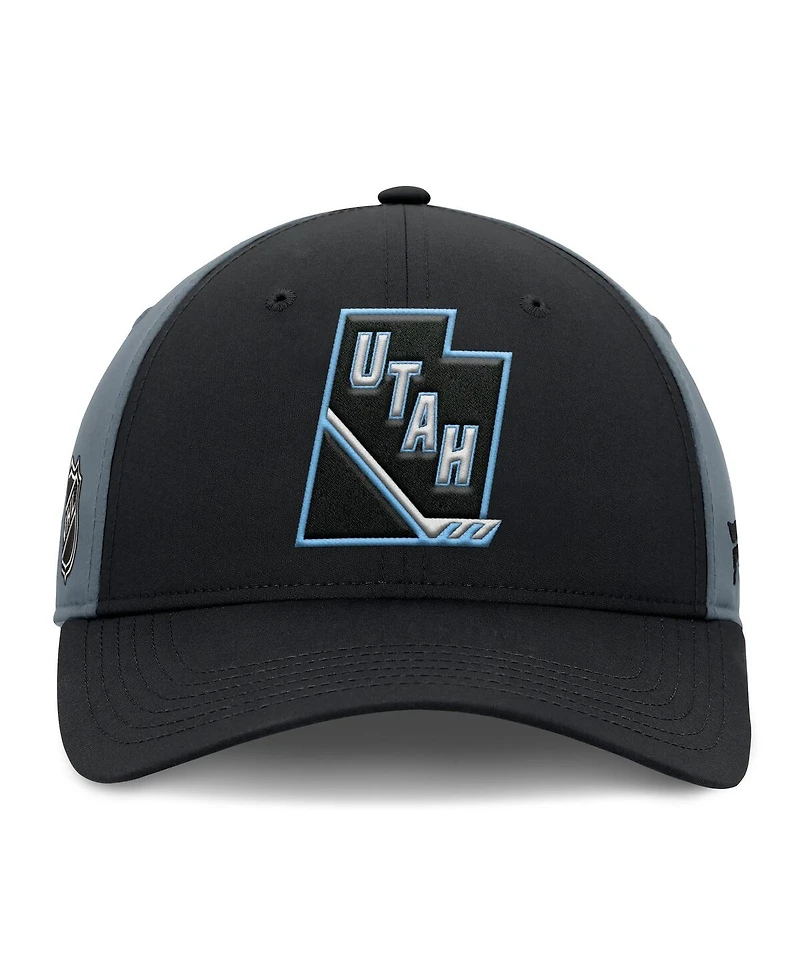 Fanatics Men's Black/Charcoal Utah Mammoth Utah Badge Adjustable Hat