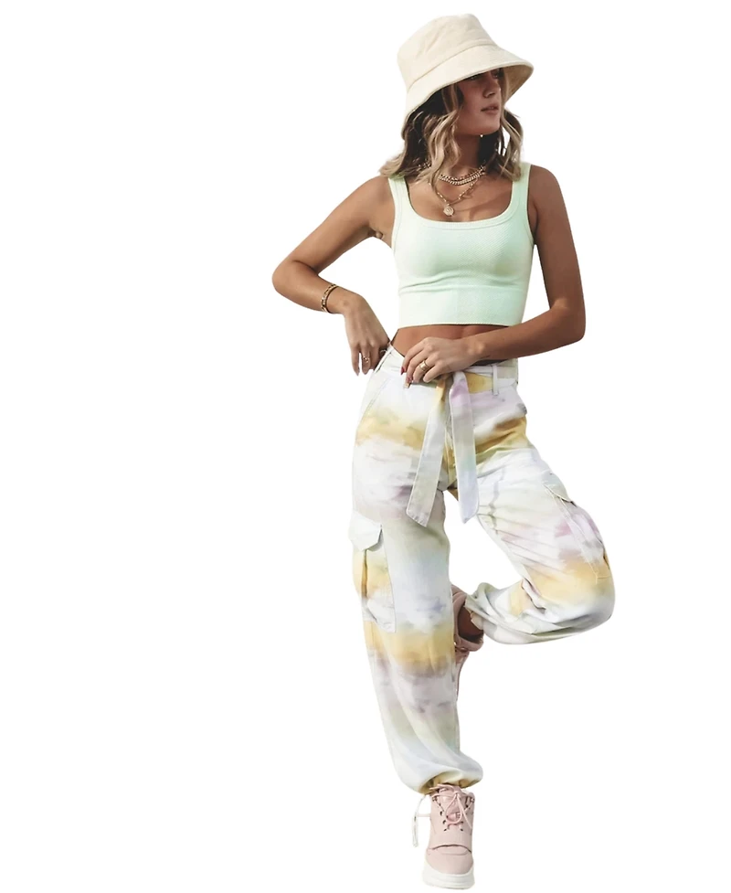 blue revival Women's Ava Mid-Rise Cargo Pants