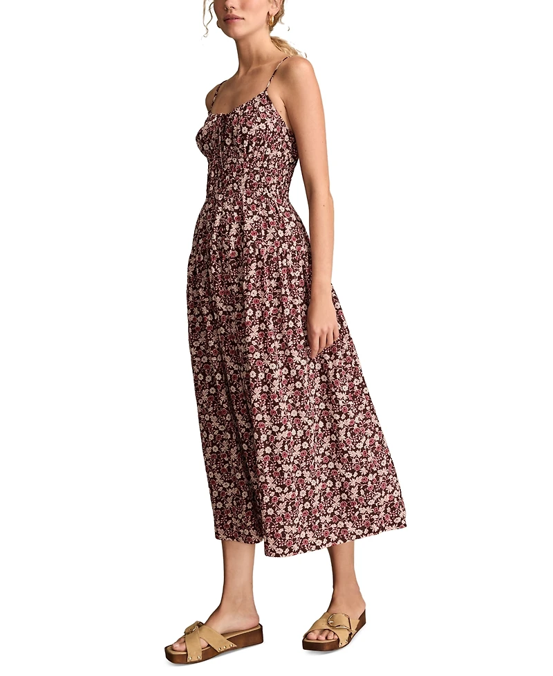 Lucky Brand Women's Printed Smocked Midi Dress