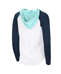 G-iii 4Her by Carl Banks Women's White Seattle Kraken Vip Raglan Long Sleeve Hoodie T-Shirt