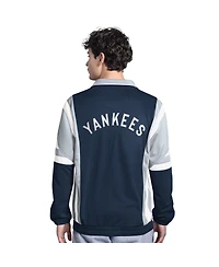 Starter Men's Navy/Gray New York Yankees Contender Tricot Full-Zip Track Jacket