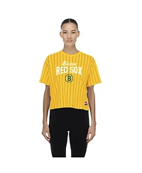 New Era Women's Yellow Boston Red Sox 2025 City Connect Pinstripe T-Shirt