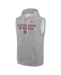 Nike Men's Heather Gray Florida State Seminoles 2025 Sideline Performance Sleeveless Pullover Hoodie