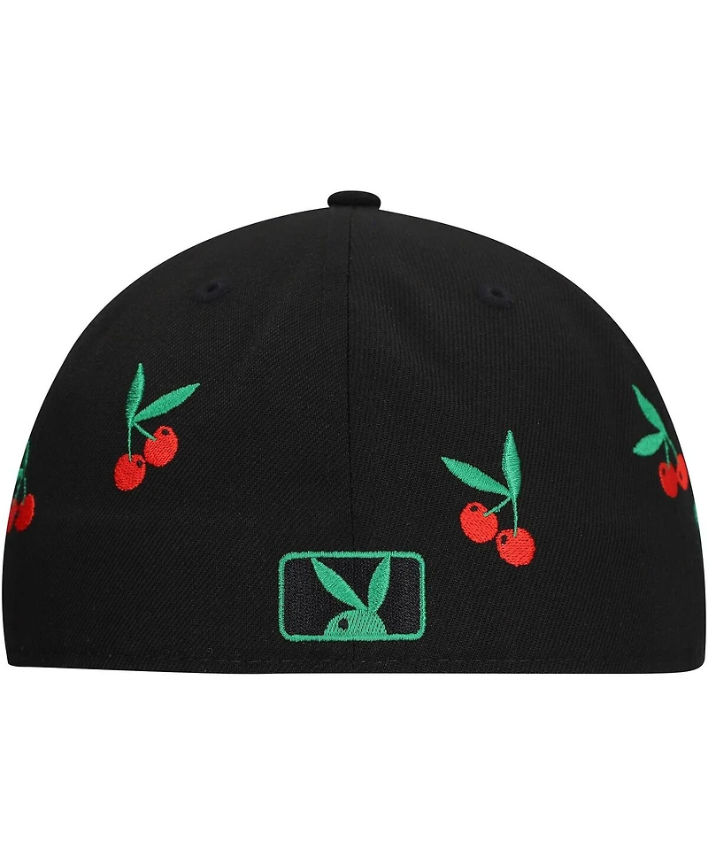 Lids Men's Black Playboy Cherry Fitted Hat