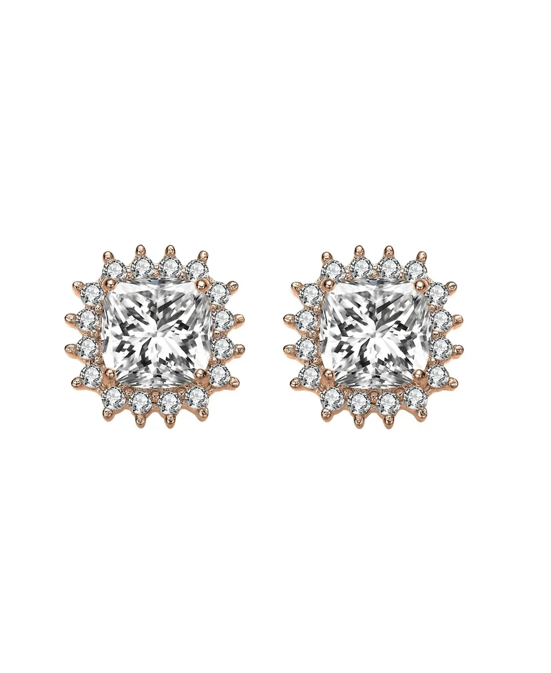 Classy 10MM Halo Square Stud Earrings