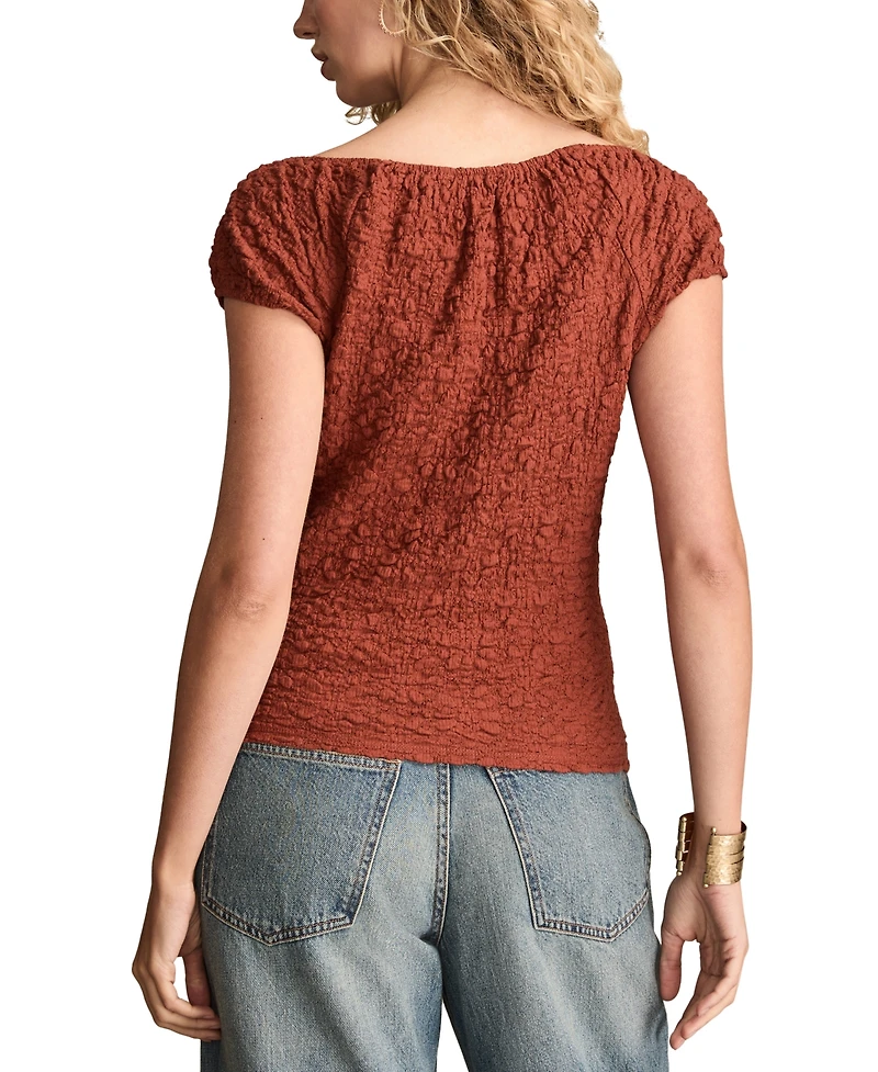 Lucky Brand Women's Textured Short-Sleeve Top