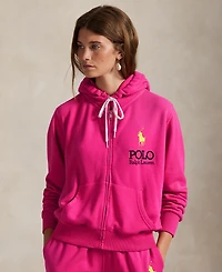 Polo Ralph Lauren Women's Big Pony Lightweight Fleece Zip Hoodie Sweatshirt
