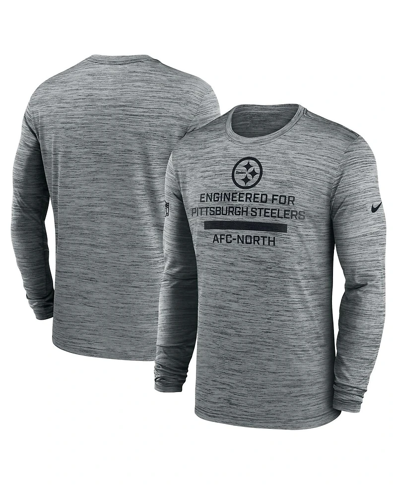 Nike Men's Gray Pittsburgh Steelers Sideline Velocity Performance Long Sleeve T-Shirt
