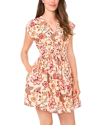 CeCe Women's Cotton Short-Sleeve V-Neck Dress