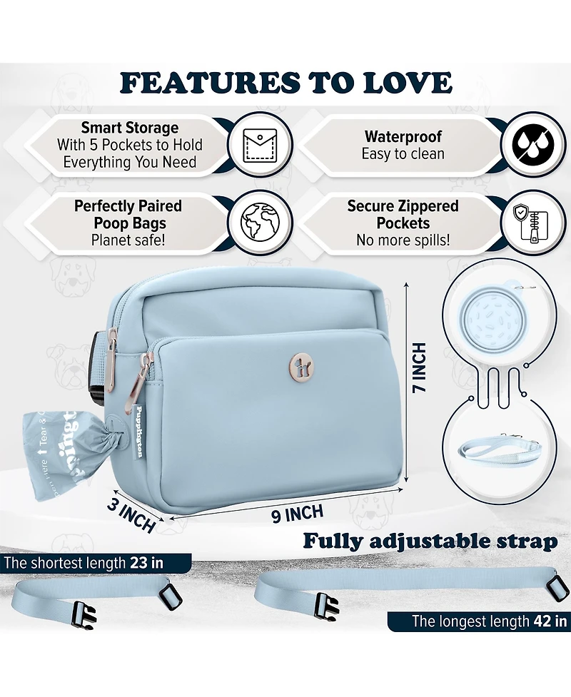 Walk Star Kit: 3-in-1 Dog Bag & Bowl plus Matching 90 Refill Poop Bags