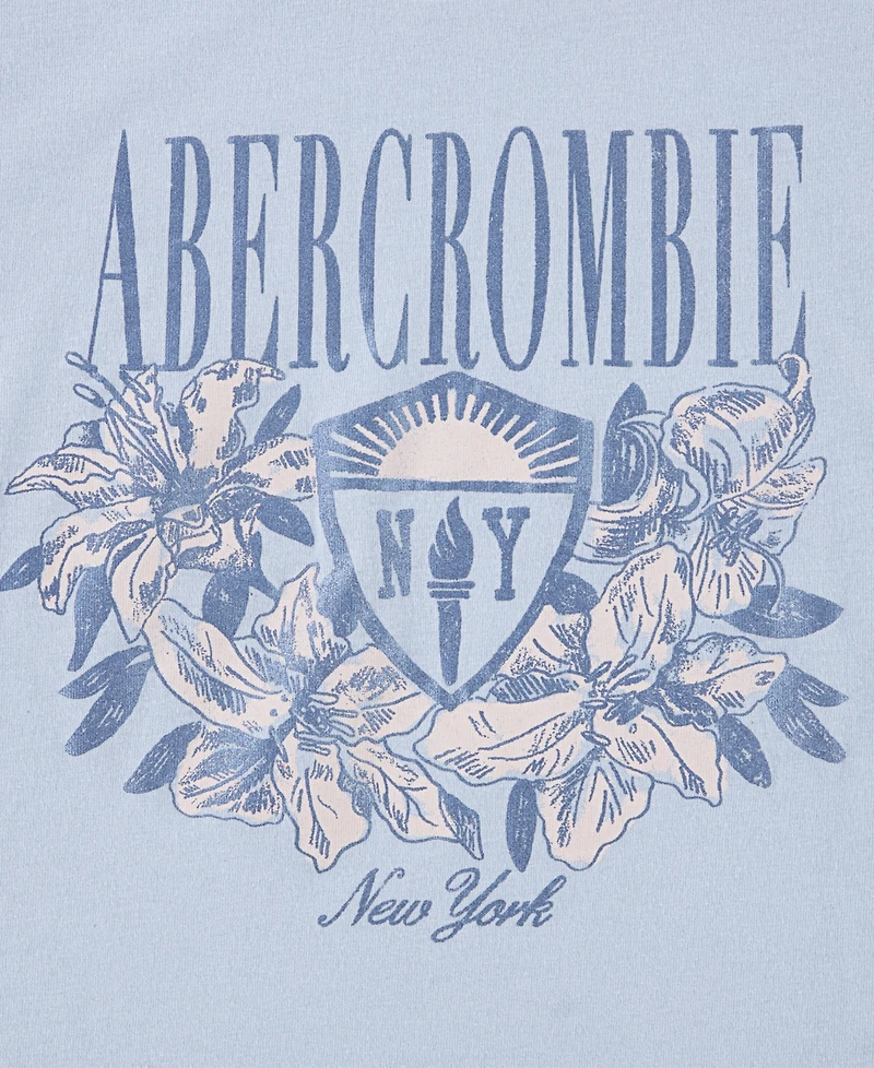 abercrombie kids Girls Floral Ny Crest Boxy T-Shirt
