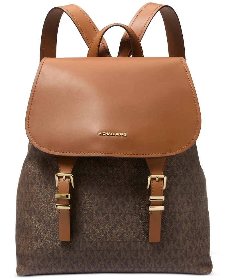 Michael Kors Quinn Medium Signature Logo Flap Backpack