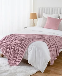 Battilo Lifestyle Cable Knit Chenille Throw, 51" x 67"