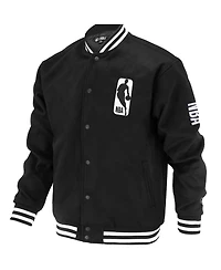 Fisll Men's and Women's Black Nba Logoman Shadow Collection Full-Snap Varsity Jacket