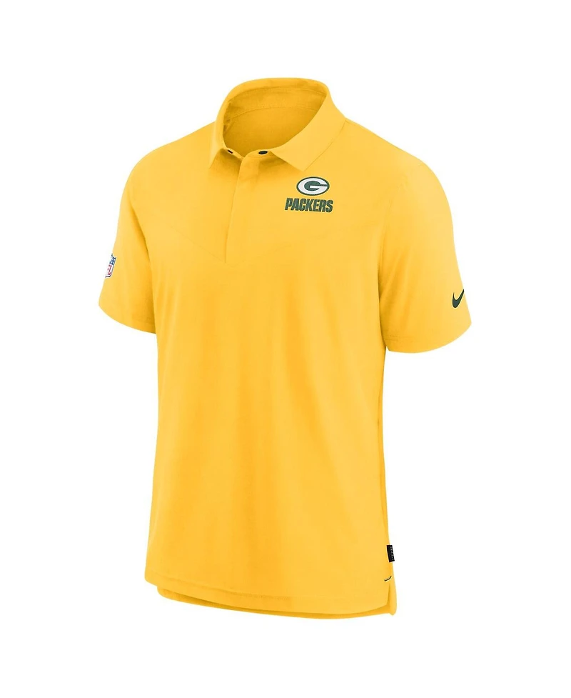 Nike Men's Gold Green Bay Packers Sideline Lockup Performance Polo Shirt
