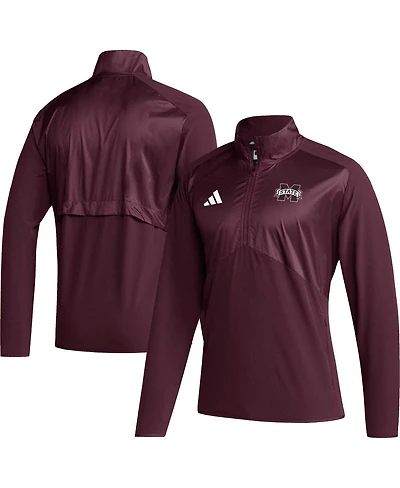 Adidas Men's Maroon Mississippi State Bulldogs Sideline Aeroready Raglan Sleeve Quarter-Zip Jacket