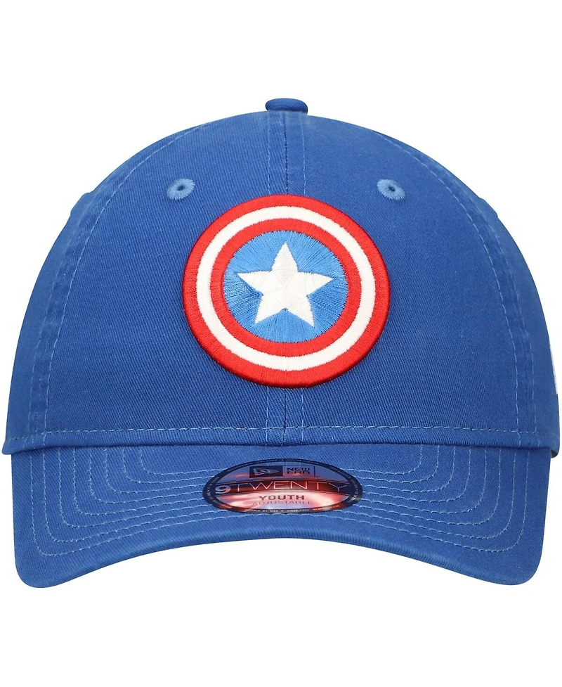 New Era Big Boys and Girls Blue Captain America 9TWENTY Adjustable Hat