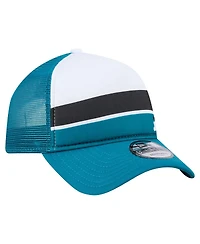 New Era Men's White/Teal Jacksonville Jaguars Color Block 9FORTY A-Frame Trucker Adjustable Hat
