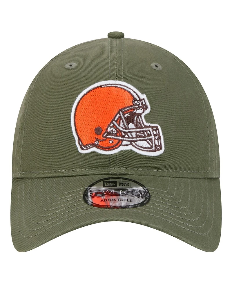 New Era Men's Olive Cleveland Browns Main 9TWENTY Adjustable Hat