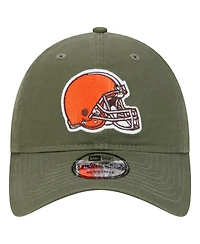 New Era Men's Olive Cleveland Browns Main 9TWENTY Adjustable Hat