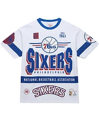 Mitchell & Ness Men's and Women's White Philadelphia 76ers Hardwood Classics Vintage Team Origins Premium T-Shirt