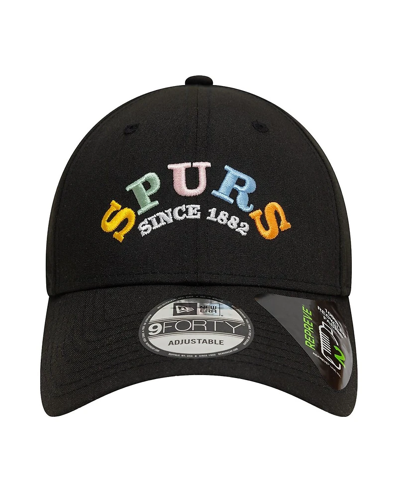 New Era Men's Black Tottenham Hotspur Rainbow Wordmark Adjustable 9FORTY Hat