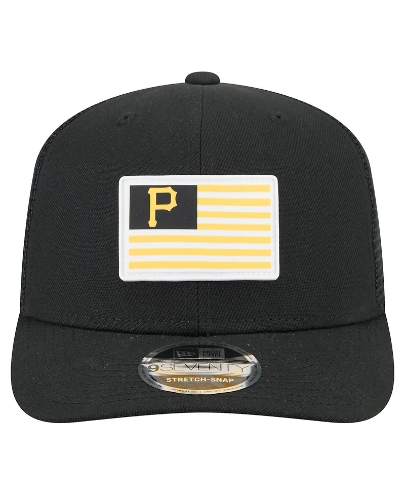 New Era Men's Black Pittsburgh Pirates Flag 9SEVENTY Coolera Stretch-Snap Hat