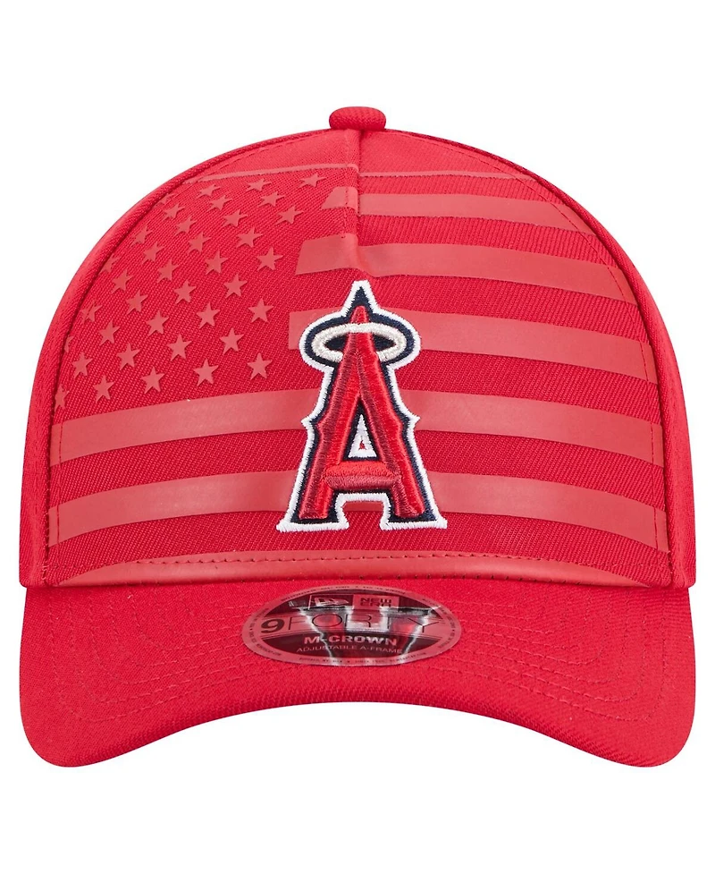 New Era Men's Red Los Angeles Angels American Flag 9FORTY M-Crown A-Frame Adjustable Hat